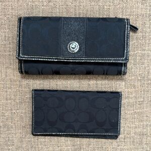 Black Coach Wallet and Checkbook Cover Set